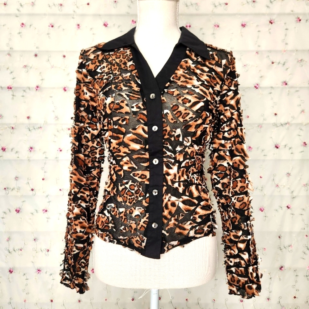 Vintage Animal Print Mosaic Blouse